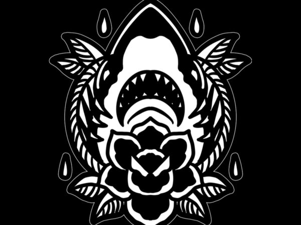 Angry shark t shirt vector