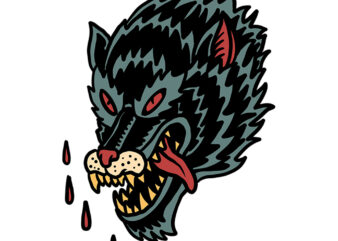 angry wolf t shirt vector