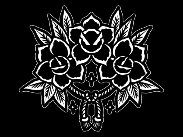 Rose and Mandala Tattoo Design and Stencil Instant Digital