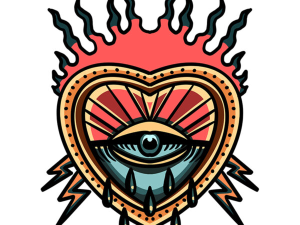 Burning heart and thunder design