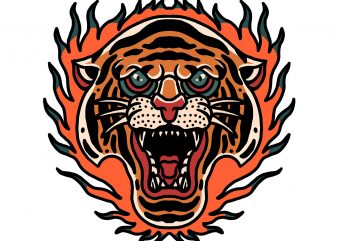 burning tiger t shirt template
