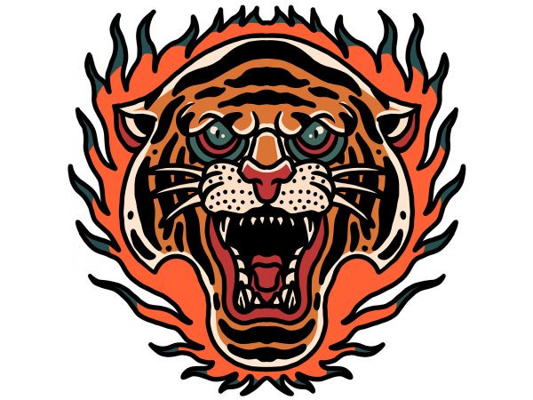 Burning tiger t shirt template