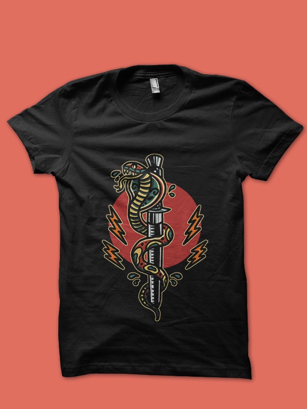 cobra and knife tshirt design