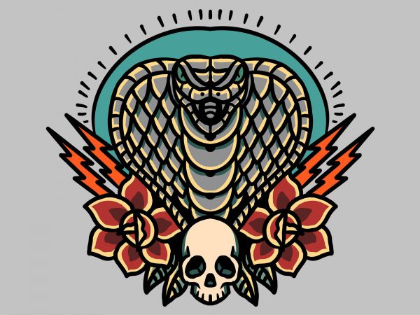 Cobra and roses t shirt vector file