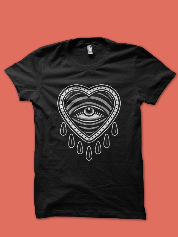 crying heart tshirt design
