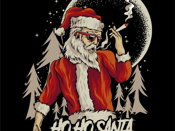 Santa claus smoke t shirt template vector