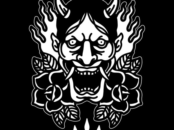 Oni and black rose tshirt design