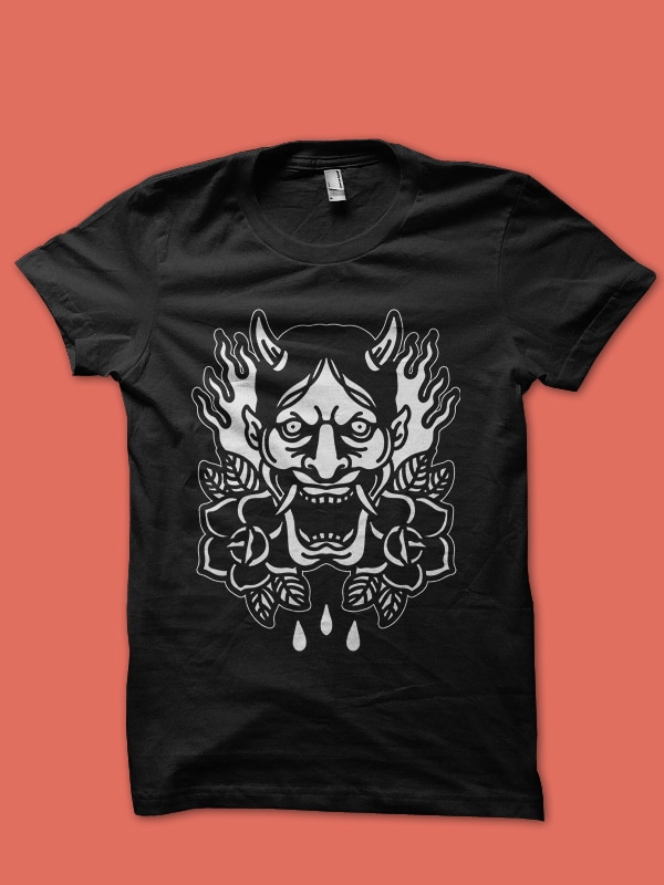 oni and black rose tshirt design