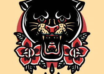 panther and roses