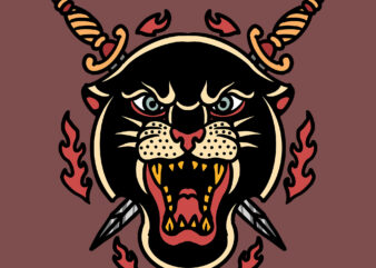 panther and swords vector tshirt design