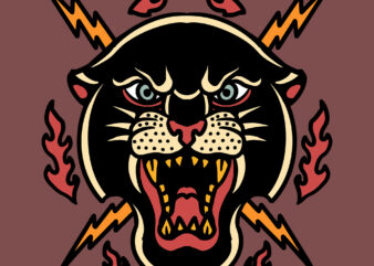 panther and thunder tshirt vector design