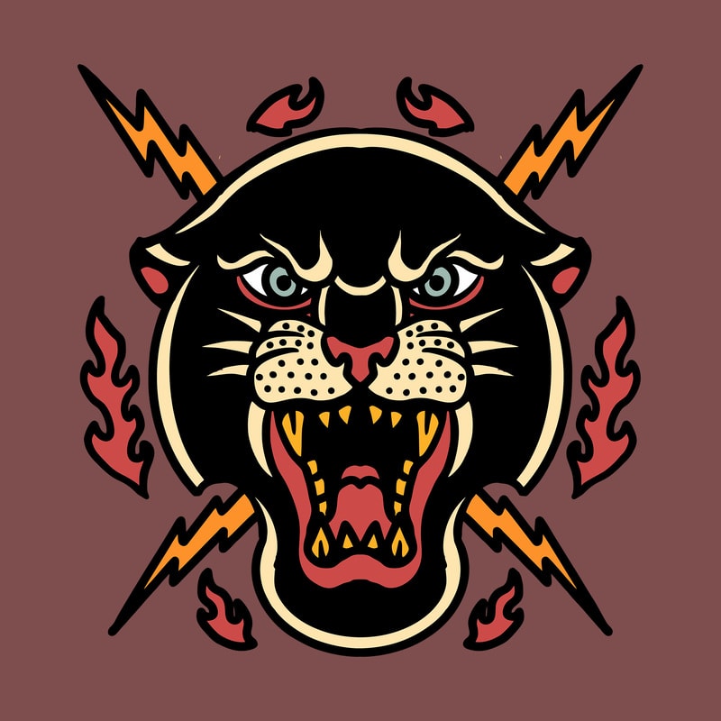 Free Panther and thunder tshirt vector design