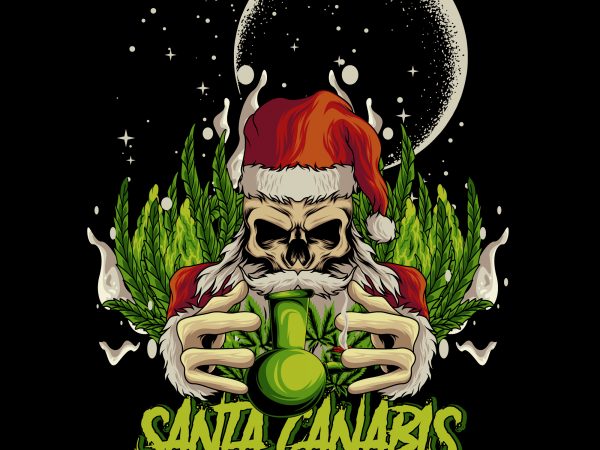 Santa canabis t shirt template vector