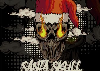 santa skull t shirt template vector