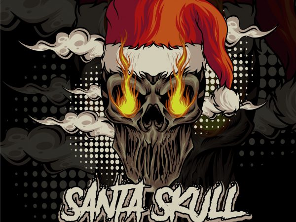 Santa skull t shirt template vector