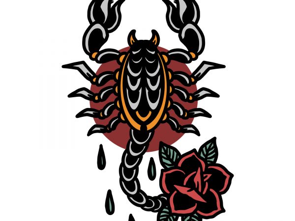 Scorpion rose t shirt template vector