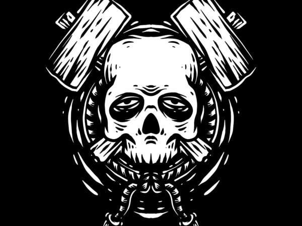 Skull hammer t shirt template vector