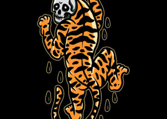 skull tiger tshirt design ready to use