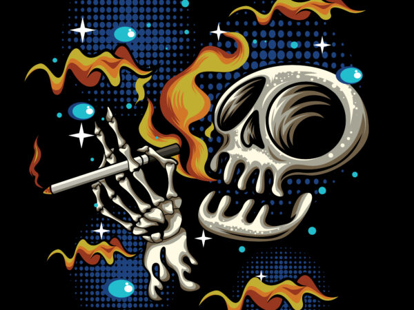 Smoke skull cartoon art t shirt template vector