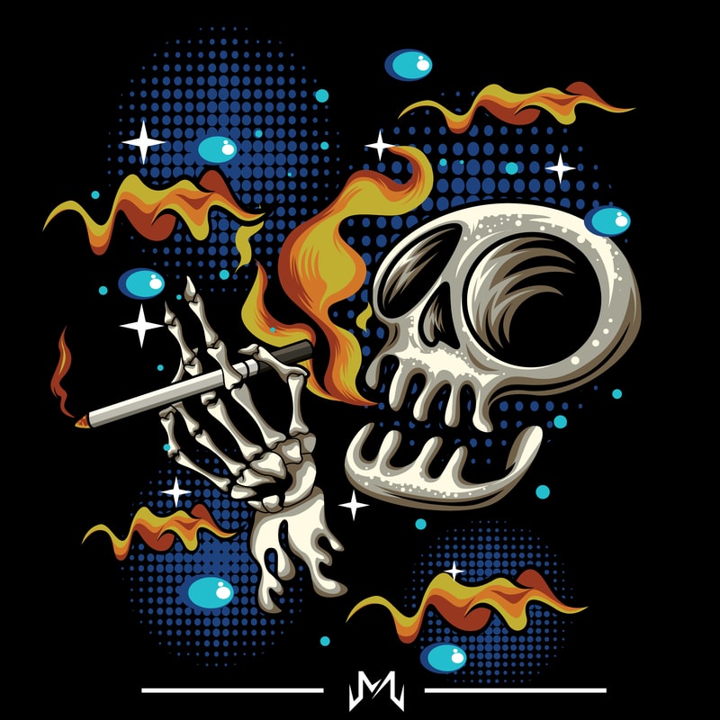 smoke skull cartoon art - Buy t-shirt designs