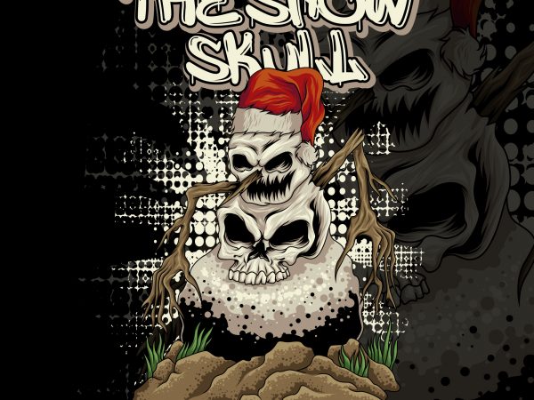 The snowman skull t shirt designs for sale
