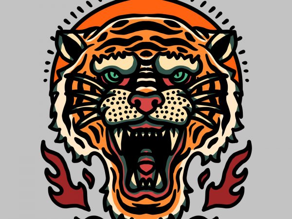 Tiger roar tshirt design for sale