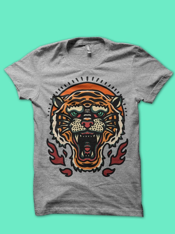 tiger roar tshirt design for sale
