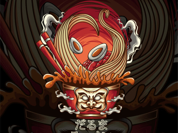 Daruma ramen t shirt vector illustration