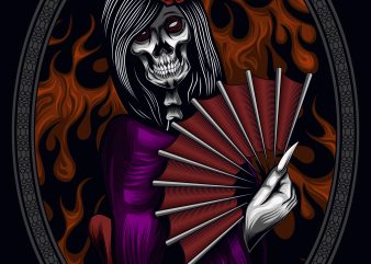 Death Geisha Skull t shirt vector illustration