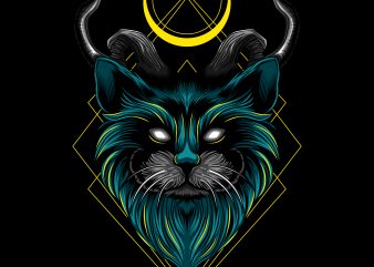 Devil evil cat horn vector illustration