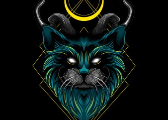 Devil evil cat horn vector illustration