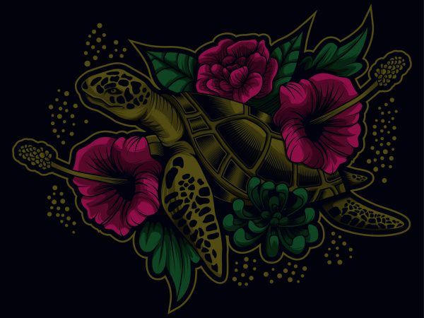 Turtle artwork illustration t shirt designs for sale
