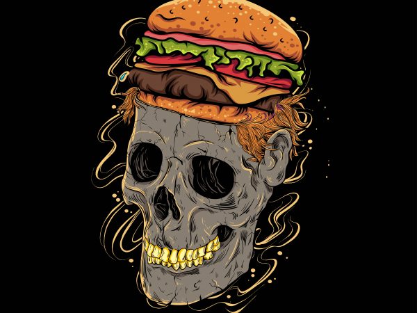 Burger skull t shirt template