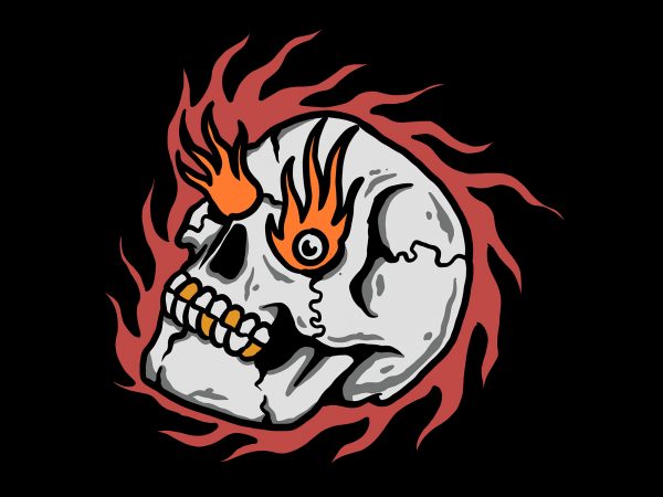 Burning skull 1 t shirt template