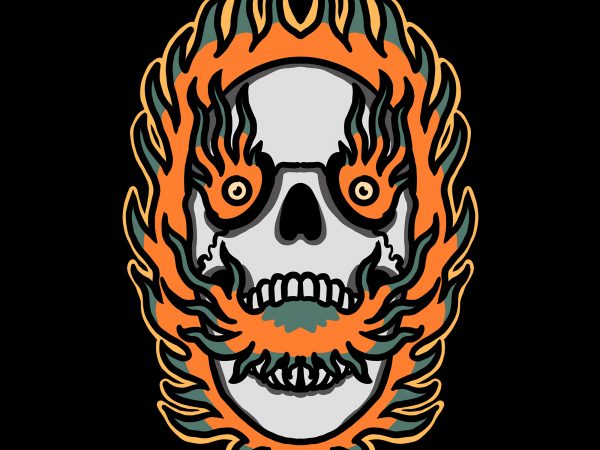 Burning skull 2 t shirt template