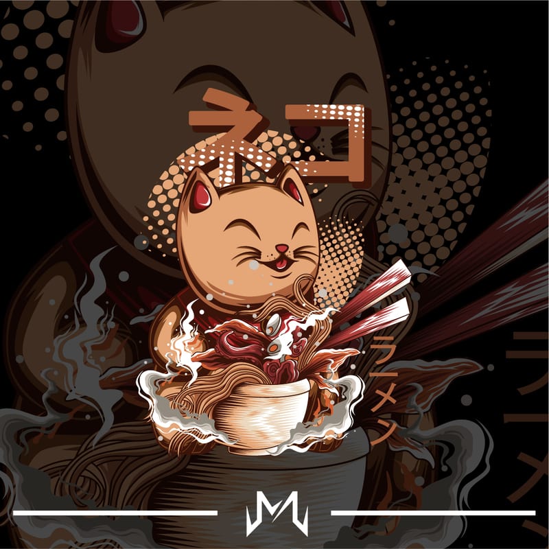 Free Neko ramen t shirt vector artwork