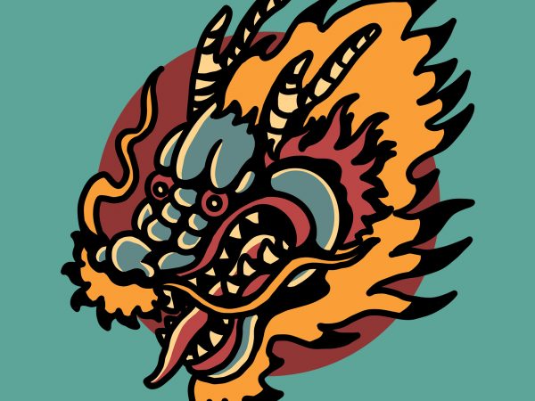 Oriental dragon graphic t-shirt design