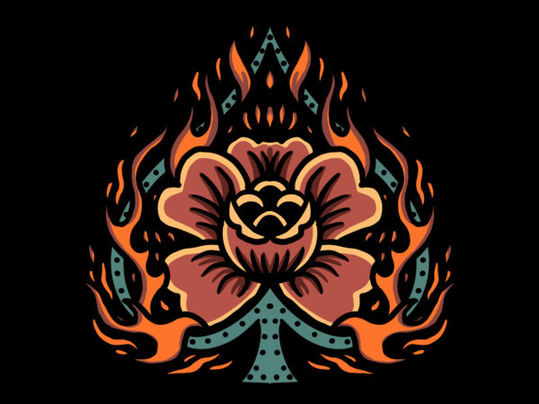 Flaming rose t shirt graphic design
