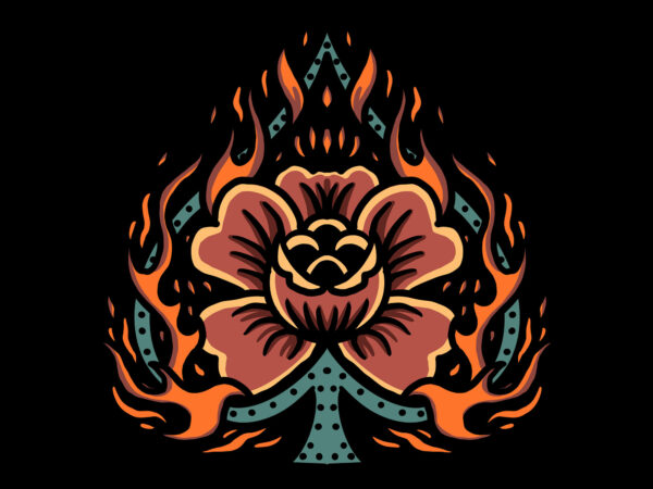 Flaming rose t shirt graphic design