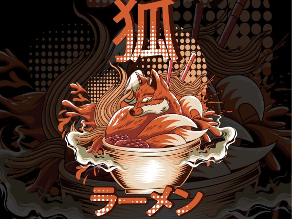 Fox ramen t shirt graphic design