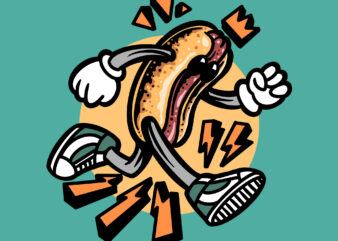 running hot dog t-shirt design