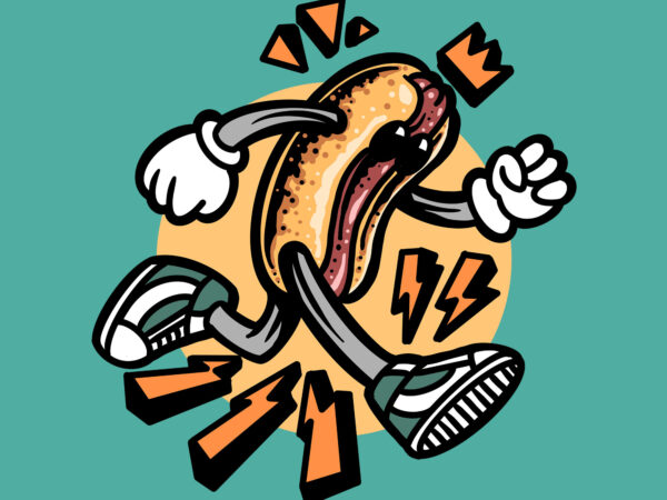 Running hot dog t-shirt design
