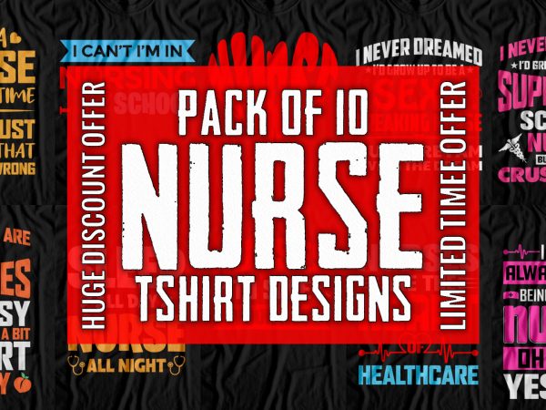Nurse t-shirt design bundle – pack of premium and best selling nurse t-shirt designs