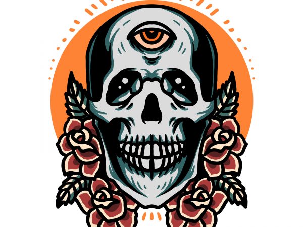 Skull and roses t shirt template vector