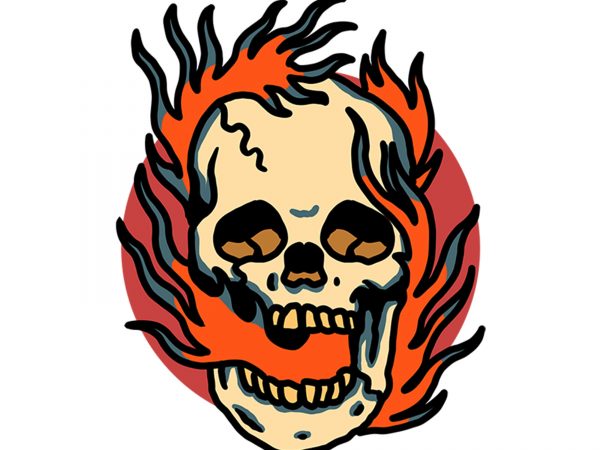 Skull burning t shirt template vector