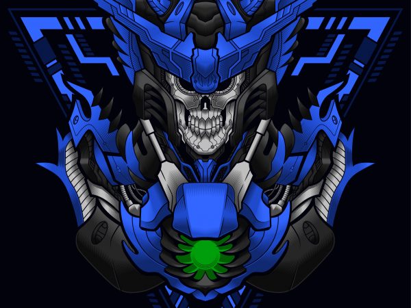 Skull cyber knight t shirt template vector