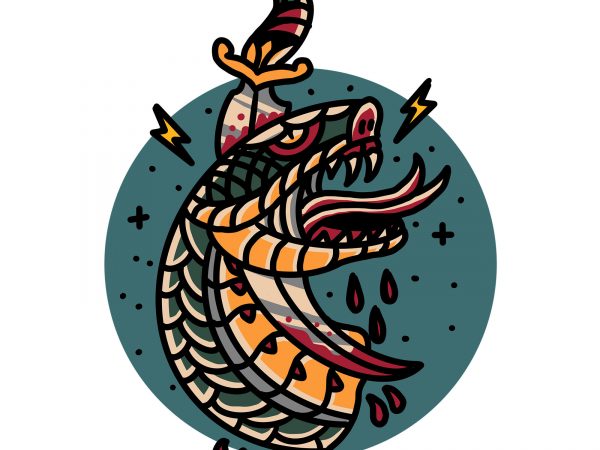 Snake and dagger vector t-shirt design