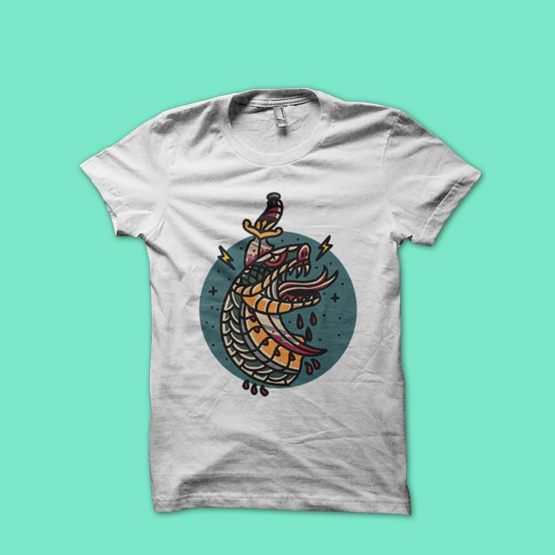 snake and dagger vector t-shirt design