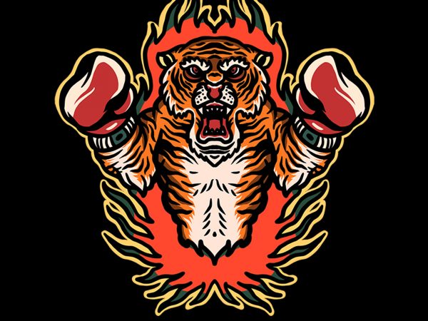 Boxing tiger t shirt template