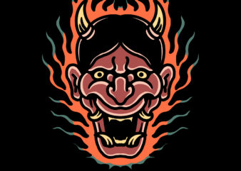 flaming oni t shirt graphic design